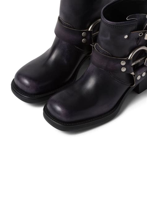 miu miu buckled leather ankle boots